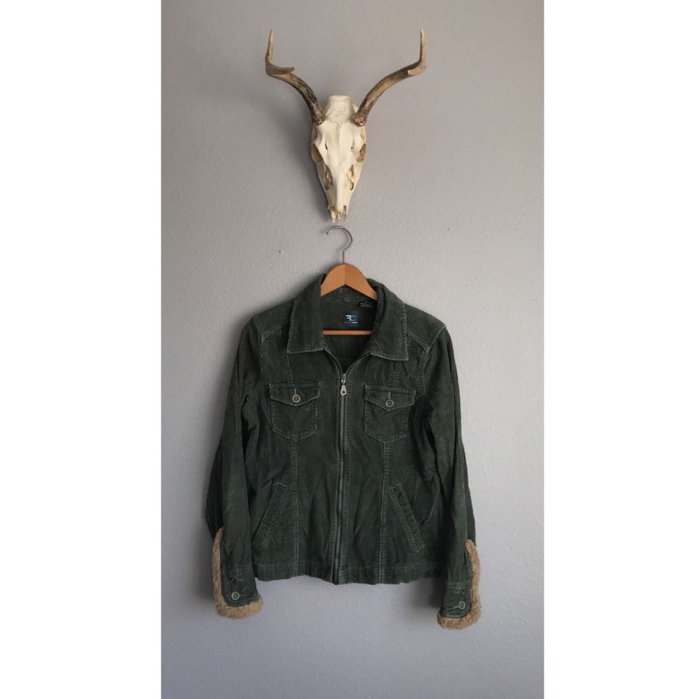 Vintage Olive Green Corduroy Coat M